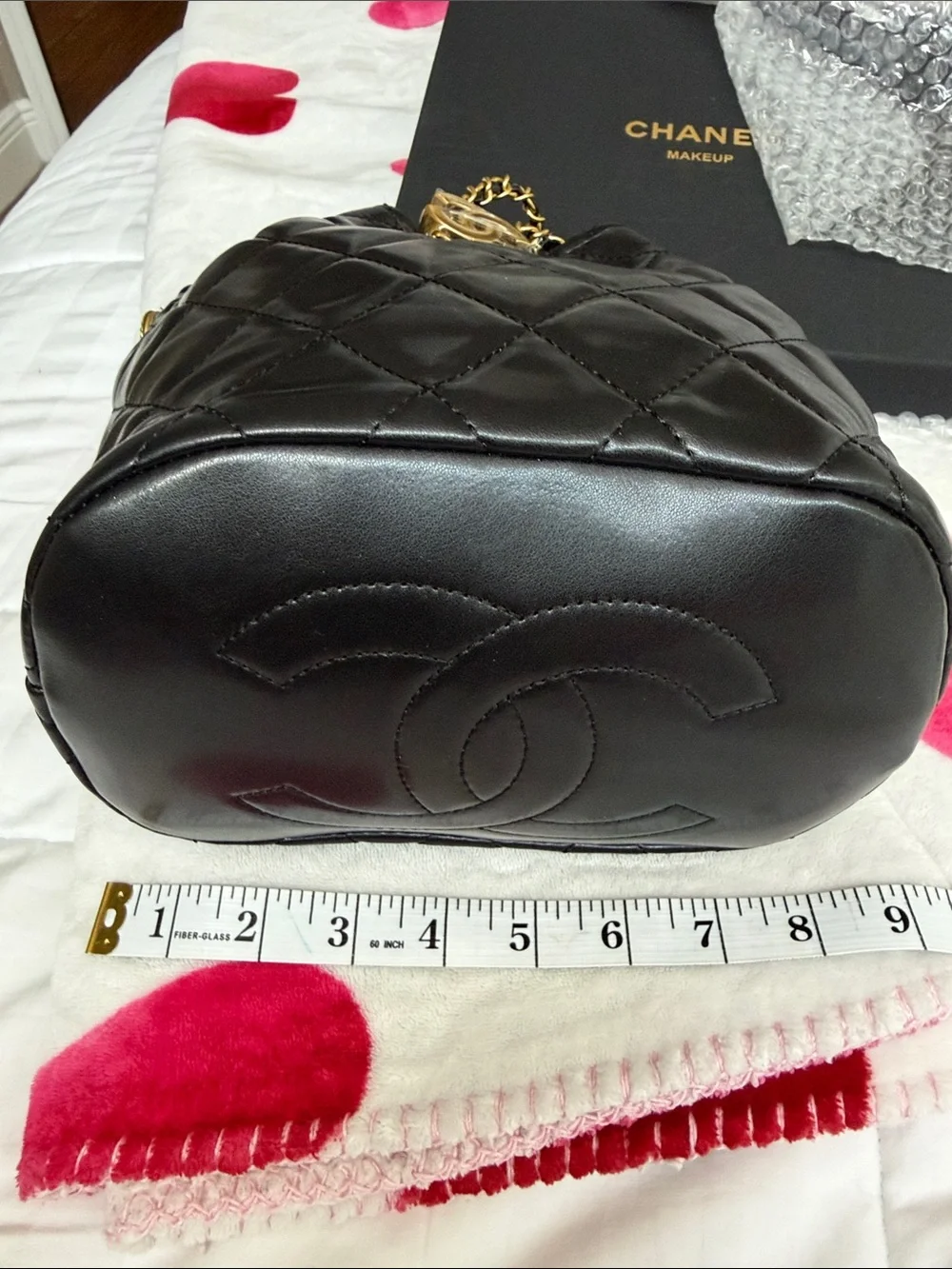 Chanel Black Quilted Leather Bucket Bag with Gold Chain